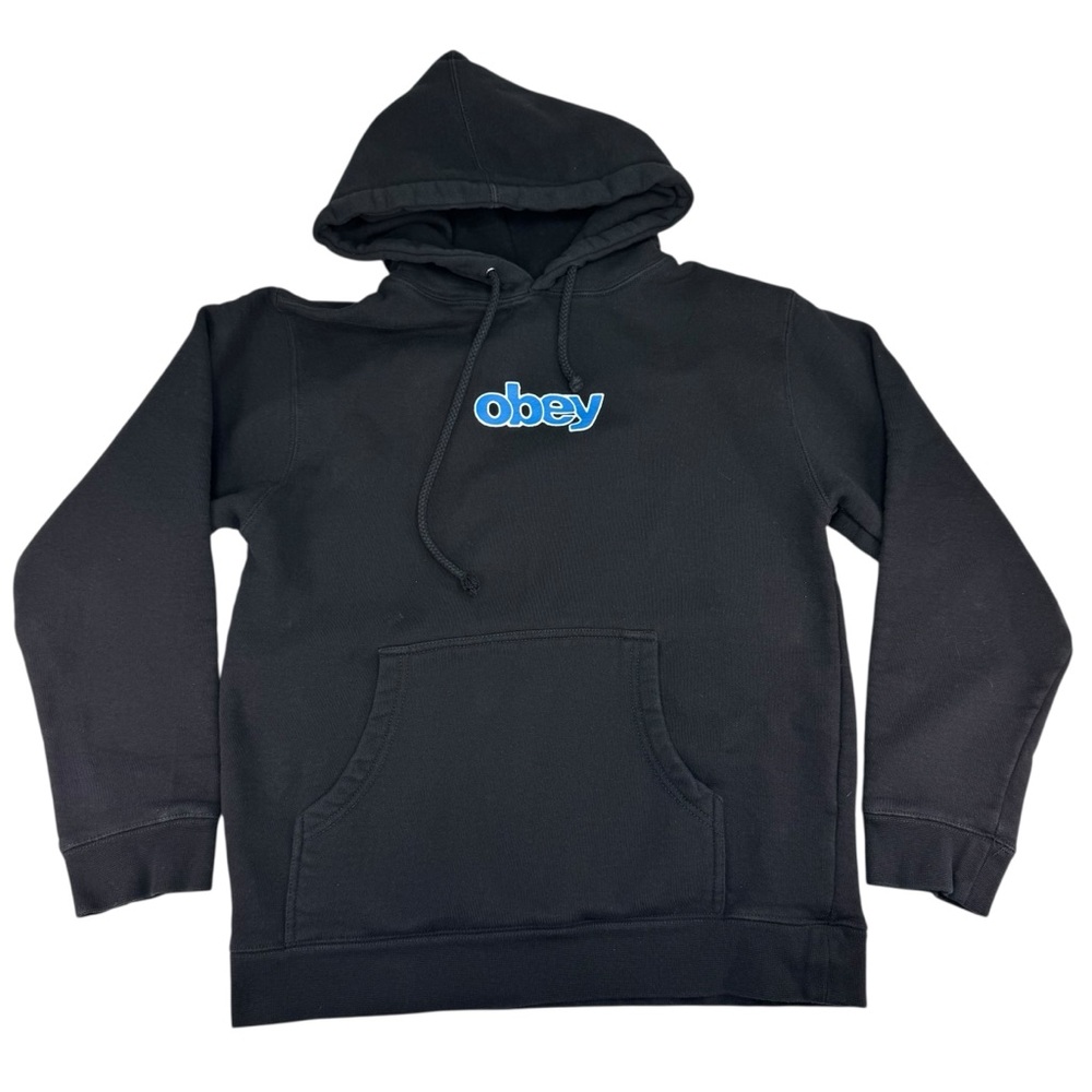 Obey Logo Stack Extra Heavy Hood Black Hoodie S